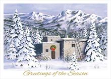 #8562<br>Adobe home in snowy mountains